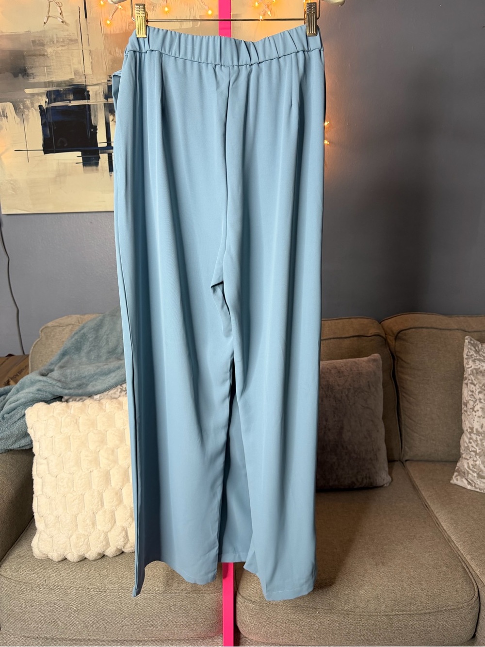 Halara Flex™ High Waisted Tie Side Wide Leg Work Pants in Forget-Me-Not size L 💚 - Picture 5 of 6